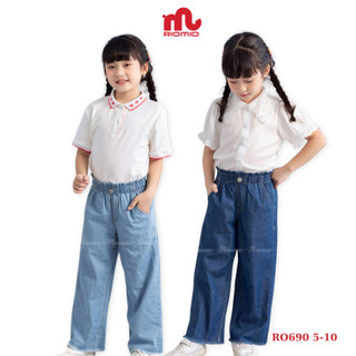 Quần jean ống rộng RIOMIO cho bé gái 21-42kg, style Hàn Quốc, jean USA không phai màu RO690