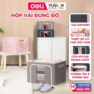 Túi Đựng Chăn Cỡ Lớn 70L DELI Hộp Đựng Quần Áo Khung Thép Vải Oxford Có Thể Gấp Gọn Có Thể Xếp Chồng