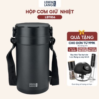 Cà men hộp cơm giữ nhiệt LEBENLANG LBT856 bằng inox, gồm 4 khay riêng biệt dung tích 2.2L - hàng chính hãng
