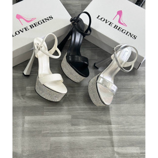 Giày cao gót 15 phân love begins sandal cao gót bản ngang đúp xoàn sang chảnh mã 12