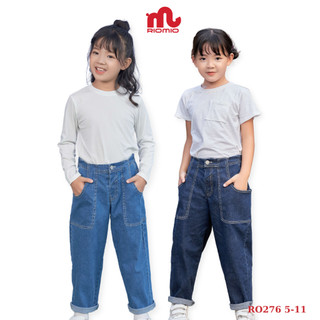 Quần jean bé gái RIOMIO dáng baggy cho bé đi học 21-50kg cạp chun chất jean mềm, không phai RO276