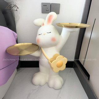 [Sẵn Thỏ mặt trăng] Thỏ bê khay - Thỏ mặt trăng trang trí - Decor phòng khách hiện đại - Đồ chơi sưu tầm