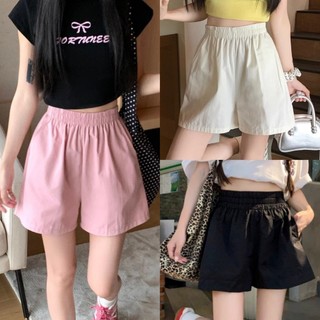 Quần đùi ống rộng nữ lưng cao cạp thun chun vải đũi mềm dáng sooc mặc ở nhà thể thao- Quần short nữ cạp cao kiểu bigsize