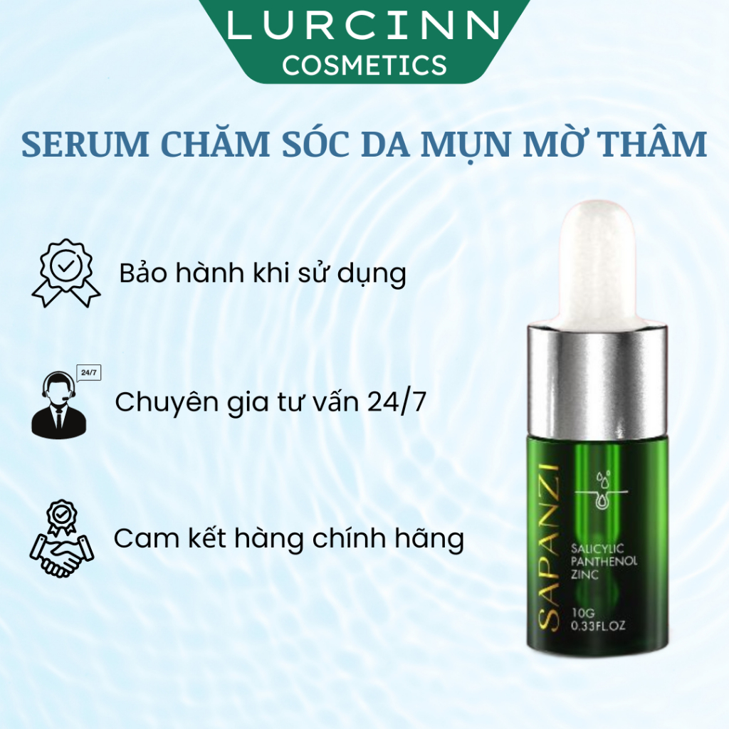 Serum Chăm Sóc Da Mụn Mờ Thâm LURCINN SAPANZI Prevent Acne 10ml Tăng Sức Đề Kháng Cho Da