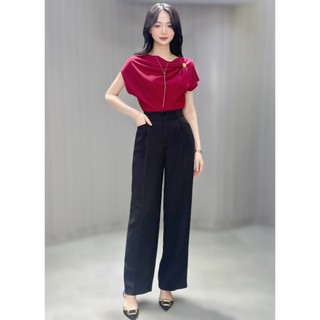 Quần ống rộng 𝐂𝐂𝐇𝐀𝐓 dáng suông cạp liền chily chất liệu tuytsi cao cấp sang trọng 14qds2008st