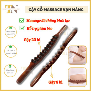 Gậy gỗ 8 bi, 20 bi đả thông kinh lạc, massage cổ vai gáy | Gậy gỗ vạn năng massage body