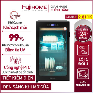 Máy sấy bát đĩa Ozone & UV DD128 FUJIHOME, Tủ xấy khô tiệt trùng đa năng dao thớt dụng cụ y tế
