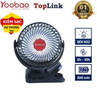 Quạt Kẹp Tích Điện Mini Để Bàn Kiêm Sạc Dự Phòng Yoobao F8 3in1 Có Đèn Led Pin 8000mah Dùng 9-30h Liên Tục