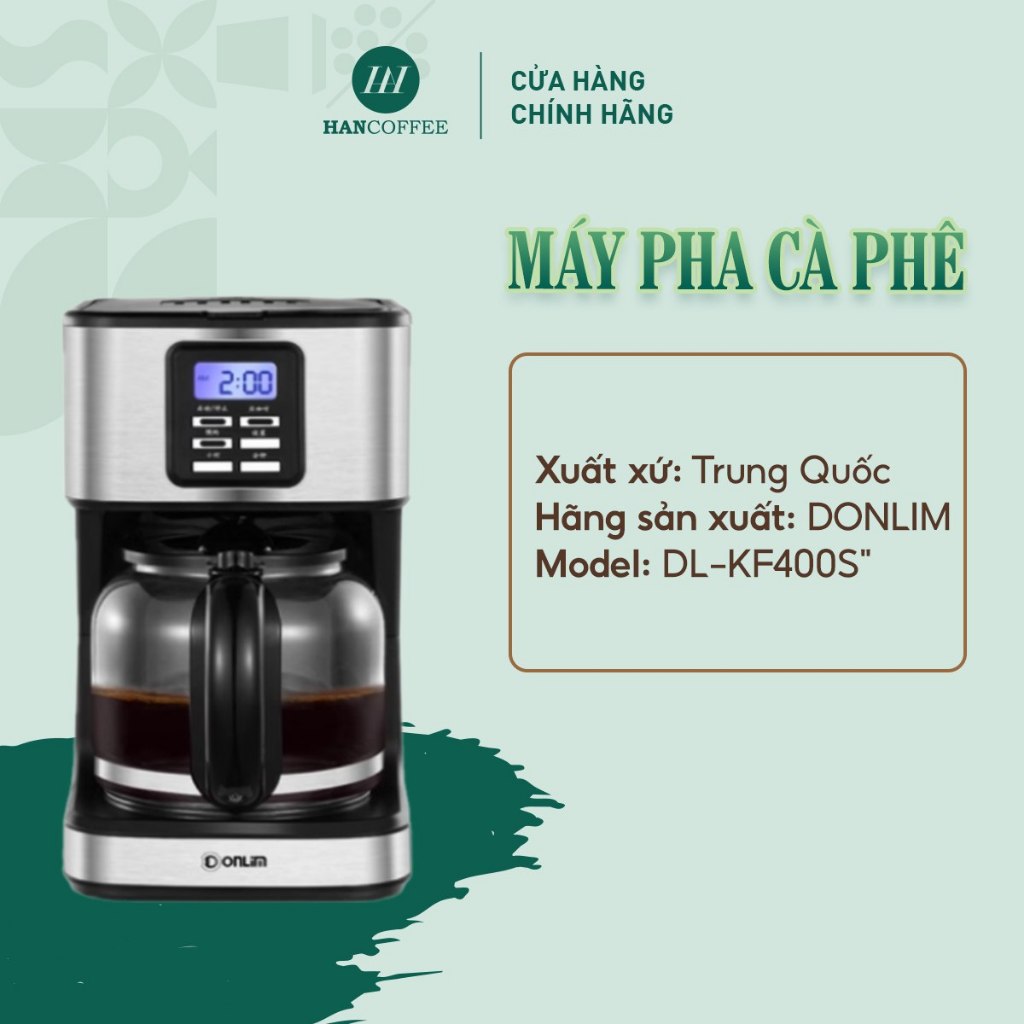 [ Tặng 01 gói cà phê 100% Robusta ] Máy pha cà phê mini tự động DONLIM DL-KF400S 1800ml