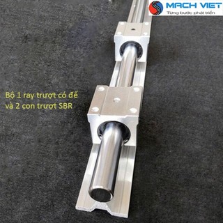 Combo Thanh Ray Trượt tròn có đế (1 thanh ray SBR dài 1 mét + 2 con trượt SBRxxUU)