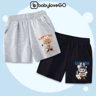 Quần đùi bé trai bé gái BabyloveGO quần sooc thun LABUBU cho bé 10-35kg