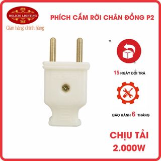 Phích cắm chân đồng chịu tải công suất 2000W màu trắng Chân phích 4.5mm