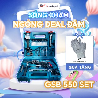 Bộ máy khoan động lực Bosch GSB 550 SET 100 món 550W bảo hành 12 tháng