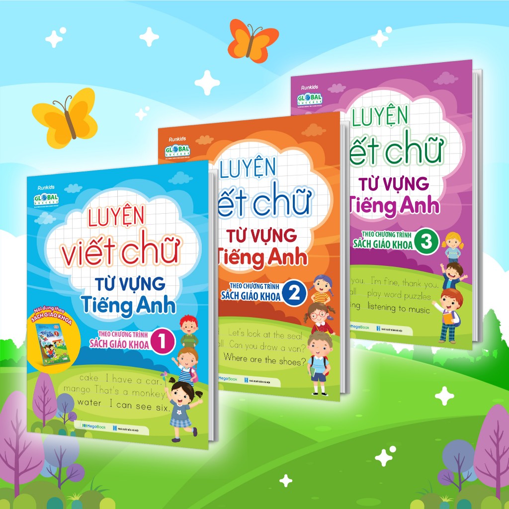 Sách Combo Luyện viết chữ từ vựng Tiếng Anh theo chương trình sách giáo khoa Lớp 1,2,3