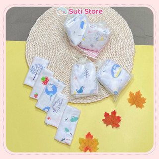 Set 10 khăn sữa Aden túi lụa in hình đáng yêu cho bé