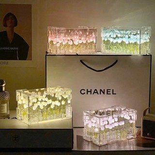 Đèn Ngủ Hoa Tulip Hình Hộp Chữ Nhật Phản Chiếu Trăm Hoa - Đèn tulip Phản Chiếu Hottrend