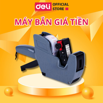 Máy Bắn Giá Tiền 7 Số DELI - Tay Cầm Cao Su Chống Trơn, Mực Hỗn Hợp Không Nhòe, Nạp Giấy Tự Động