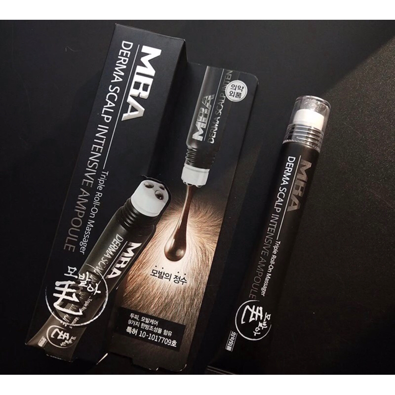 Lăn massage mọc tóc MBA - Tinh chất mọc tóc MBA Derma Scalp Intensive Ampoule giảm rụng, chống hói đầu, mọc tóc