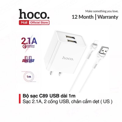 Bộ sạc nhanh USB to IP PD18W Hoco C89 / C109 / C109A dùng cho ip7/8/X/11/12/13/14 dây dài 1m