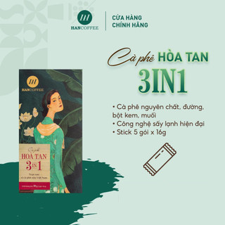 Cà Phê Hòa Tan 3IN1 Sấy Lạnh HANCOFFEE Ngọt Nhẹ, Đắng Dịu, Thơm Mùi Sữa. Coffee Hòa Tan Hộp 5 Gói