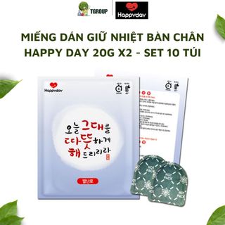 Miếng dán giữ nhiệt bàn chân happy day 20g x2/ set 10 túi