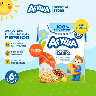 Sữa ngày ăn dặm tăng cân giúp bé phát triển trí não và chiều cao ngũ cốc vị đào Agusha 200ml