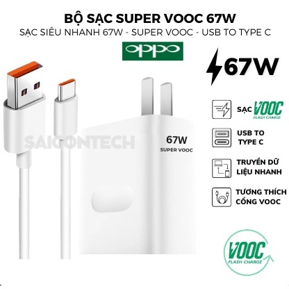 Bộ Sạc Nhanh OPPO ZIN 1:1 67W  Củ Sạc+ Dây Cáp Type C   Dành Cho OPPO VIVO XIAOMI 