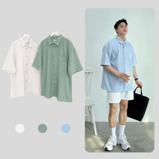 Áo Sơ Mi Nam Nữ Tay Ngắn Nhung Tăm Kiểu Dáng Form Rộng Màu Trẻ Trung Hàn Quốc Halley A15