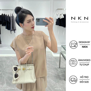Nkn design - áo sát lách nữ màu beige thiết kế basic elly top