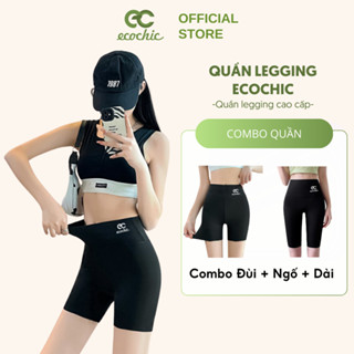 Quần Legging Đùi Ngố Dài ECOCHIC Nữ Cạp Cao Gen Bụng Tập Gym Yoga Chất Liệu Su Đúc Định Hình Nâng Mông