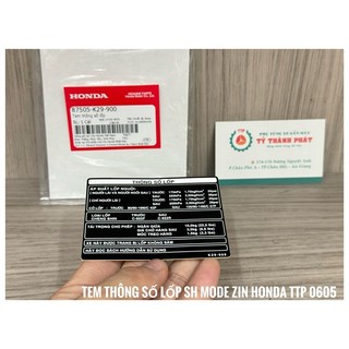 Tem thông số lốp SH Mode ( 1 miếng )