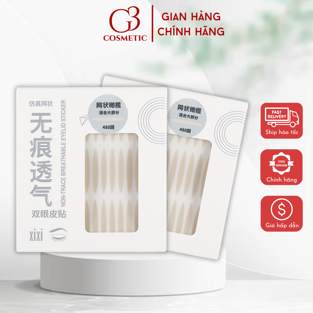 Miếng dán kích mí XIXI mỏng tự nhiên kèm nhíp gắp và nĩa hình chữ Y siêu tiện lợi (480 miếng/hộp) G3