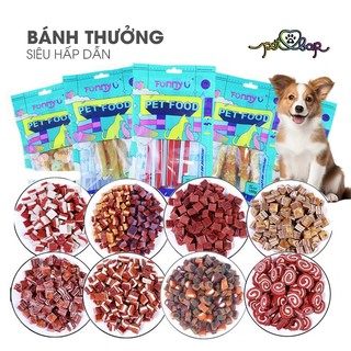 Bánh thưởng cho chó Funny U gói 100gr - Đồ ăn vặt cho thú cưng gặm nhấm từ thịt và sữa bổ sung dinh dưỡng