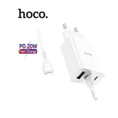 Bộ sạc 20W/18W Hoco C99A cổng USB / 2 Type-C kèm cáp sạc Type-C dùng cho ip7/8/X/11/12 dài 100CM