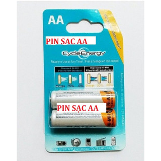 1 vỉ 02 viên pin sạc loại tốt aa aaa