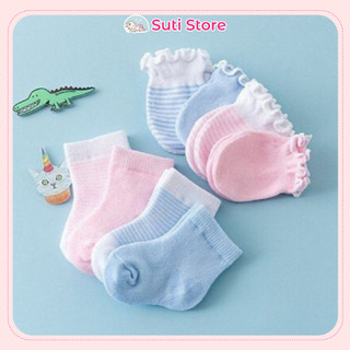 Set bao tay chân len lưới cho bé sơ sinh 0-3 tháng