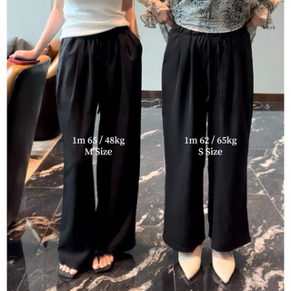 LINEN BLEND DAILY BANDING PANTS (BLACK)