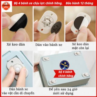 Bộ 4 bánh xe mini đa năng di chuyển thùng hộp xoay 360