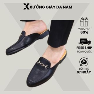 Giày sục nam da cao cấp vân rắn đai vàng sang chảnh mã l203