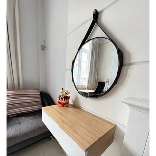 Gương tròn dây da treo tường D60