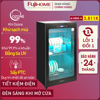  Máy sấy bát đĩa Ozone-UV FUJIHOME 128 Lít Tủ sấy khô diệt khuẩn đa năng dao thớt dụng cụ y tế 