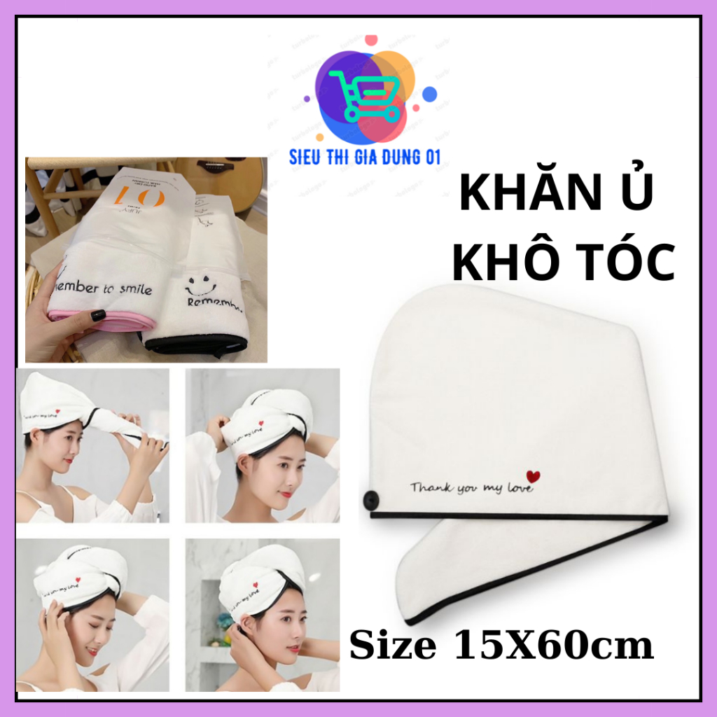 Khăn ủ tóc - Khăn Quấn Ủ Tóc Lau Khô Siêu Tốc