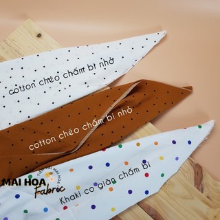 Vải chấm bi đen dùng làm vải may đồ chất mềm rủ đẹp và co giãn tốt, tiệm vải Mai Hoa
