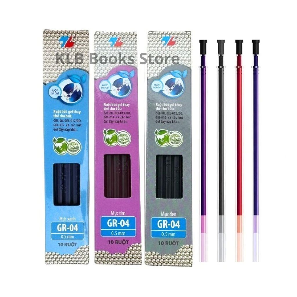 Vỉ 10c Ruột Bút Gel Thiên Long GR-04 Nét 0.5mm Ngòi Kim/ Ruột GR04 Thay Cho Bút Gel012/ Gel 012DO (X