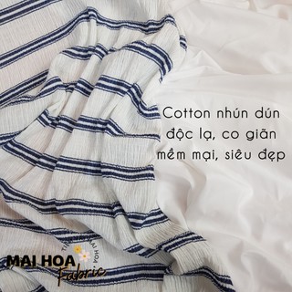 Vải kẻ ngang, vải may đồ đã nhún dún như ảnh chụp, vải co giãn mềm mại dễ thương tiệm vải Mai Hoa