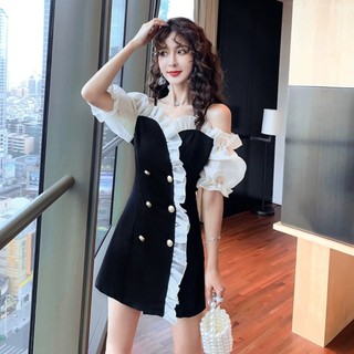 Đầm Nữ BTDA2 Cổ V Tôn Dáng Mầu Đen Tay Dài tôn dáng