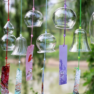 Chuông Gió Thủy Tinh Furin Hoa và Hình Mèo Nhật Bản