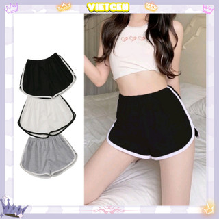 Quần Short Đùi Viền Kẻ Trắng Nữ Thể Thao Tập Gym Ulzzang Buộc Dây Hot Trend - VIETCEN