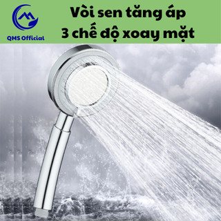 Vòi hoa sen, vòi sen tắm nóng lạnh chất liệu nhựa abs xoay mặt 3 chế độ thay đổi siêu bền qms - ts008
