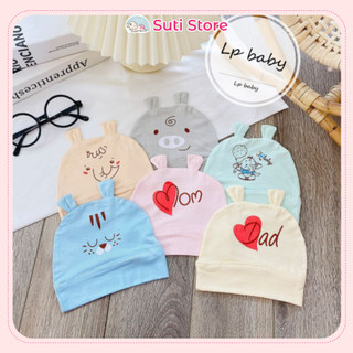 Mũ petti thun lạnh màu in hoạ tiết mềm mại cho bé sơ sinh